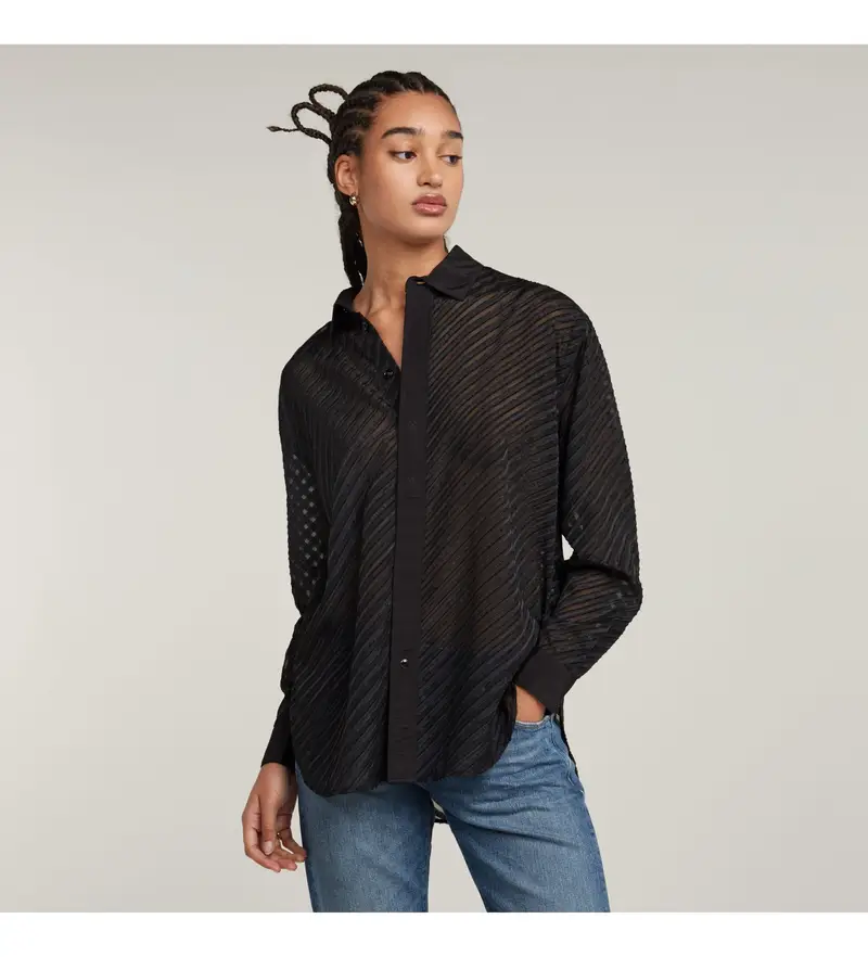 per donna D25406-D404-8908 Camicia nera da fidanzato (XXS), Nero, Casual, Manica lunga, Polister riciclato, Sostenibile