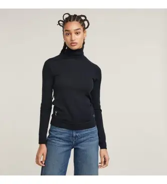 per donna D25510-D847-3873 Maglione lavorato a maglia tartarugato slim blu scuro (XXS), Casual, Sostenibile, Navy, Lana Riciclata