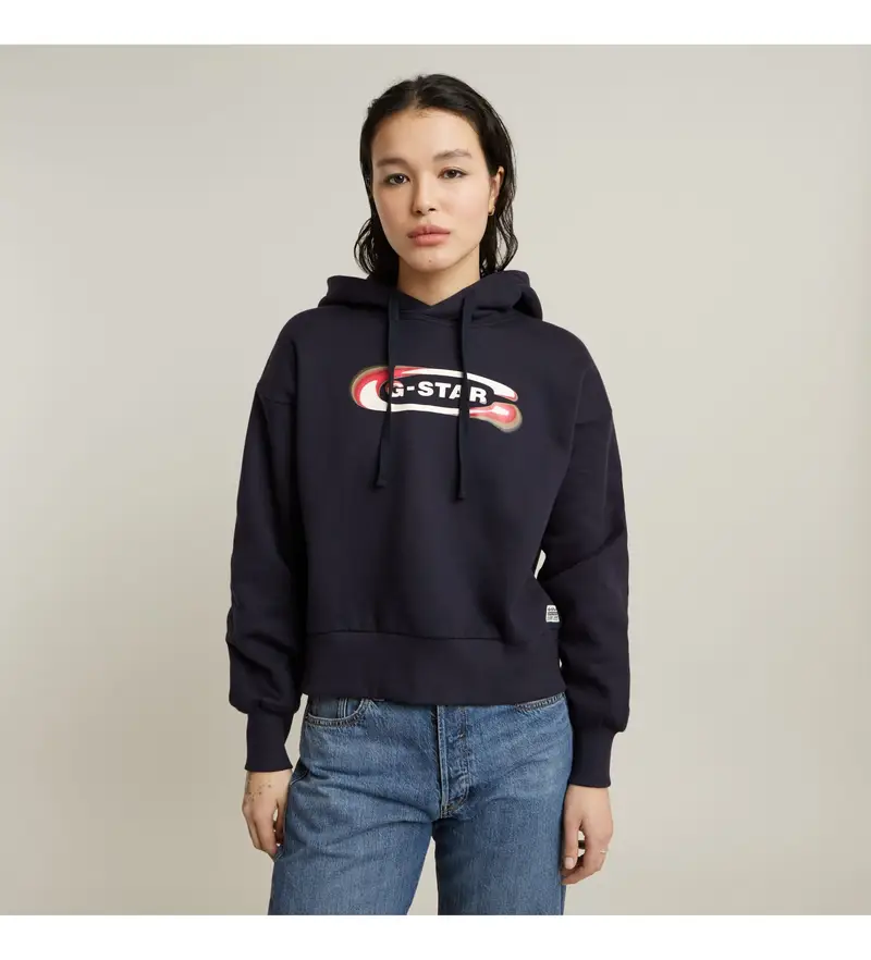 per donna D25519-D427-3873 Felpa Old Skool con logo blu scuro (XXS), Casual, Cotone biologico, Sostenibile, Navy