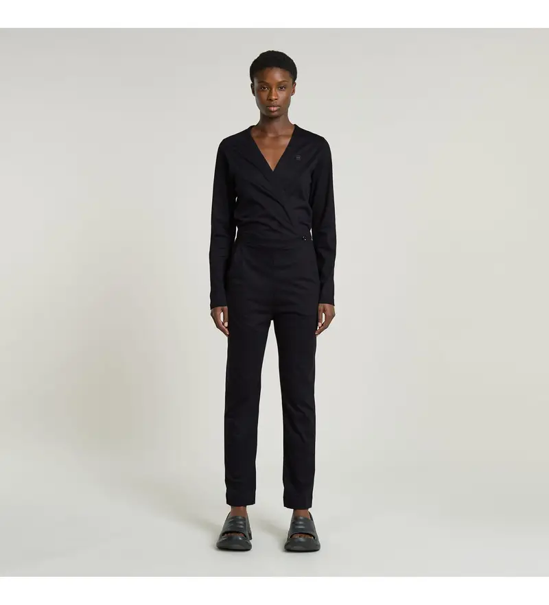 per donna D25932-D838-6484 Tuta nera a gamba larga (XS), Nero, Casual, Cotone, Manica lunga