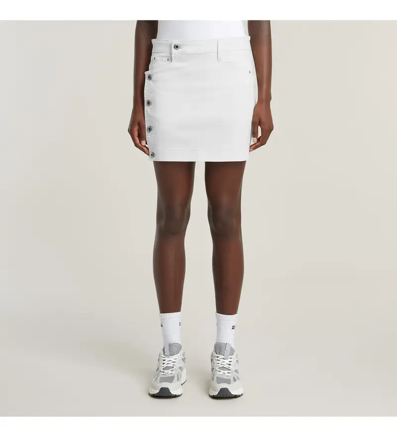 per donna D26012-C106-G377 Minigonna bianca con bottoni (23), Bianco, Casual, Cotone biologico, Sostenibile