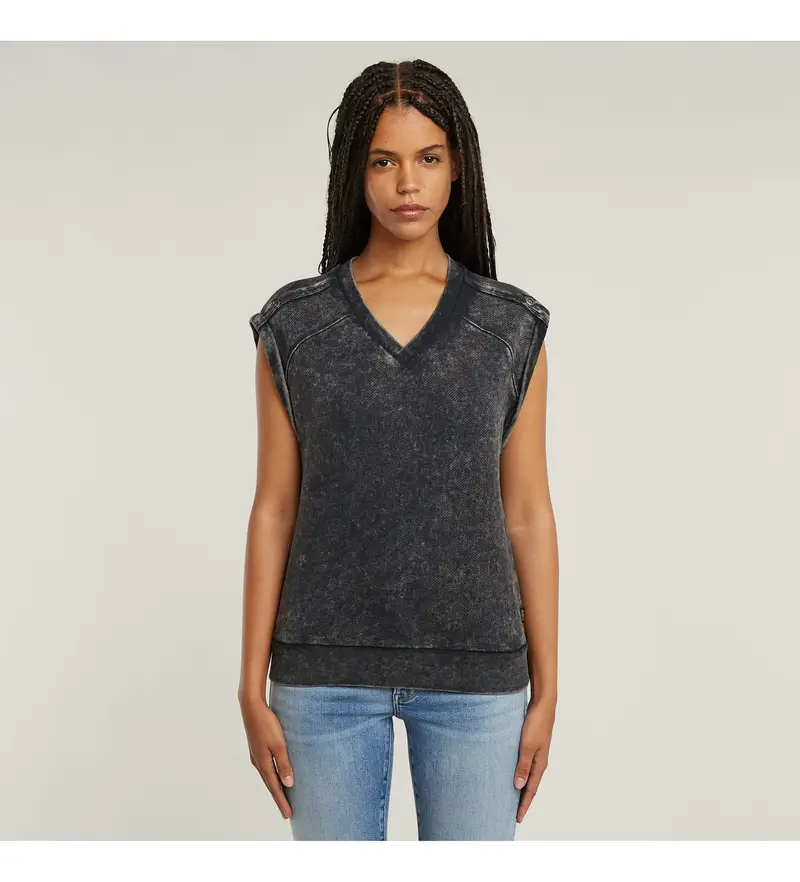 per donna D26103-D575-H365 Felpa effetto lavato grigio (XS), Casual, Senza maniche / cinghie, Cotone biologico, Sostenibile