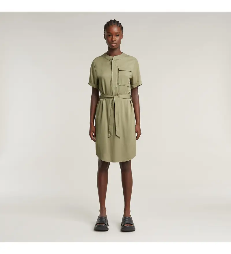 per donna. D26157-D573-6057 Abito con cintura verde (XS), Casual, Viscosa, Manica corta