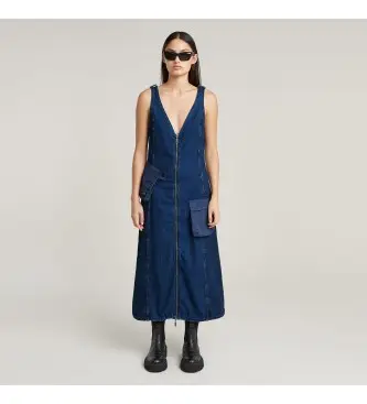 per donna D26288-D934-H135 Abito cargo blu (XS), Casual, Senza maniche / cinghie, Cotone biologico, Sostenibile