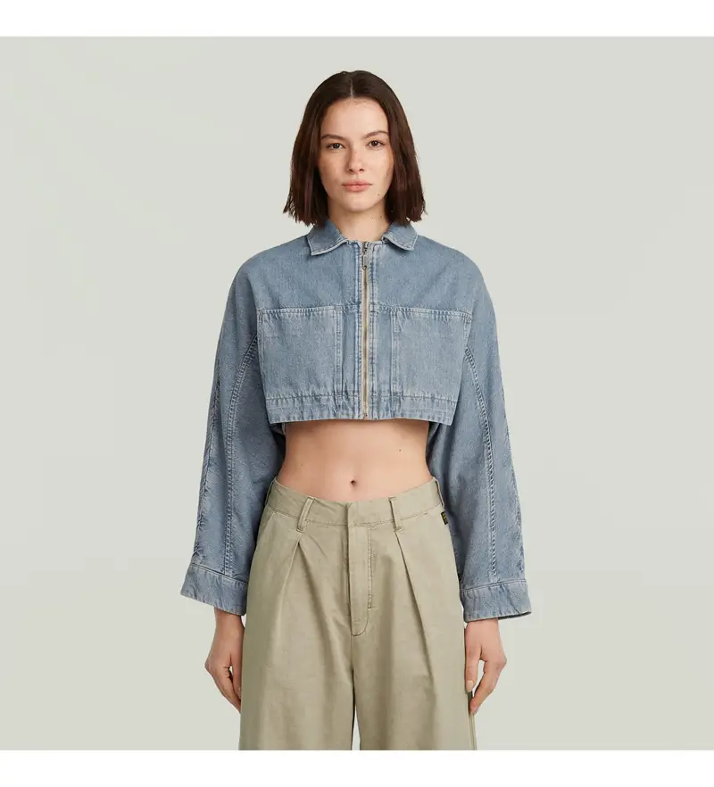 per donna D26289-D943-H156 Giacca corta blu (XS), Casual, Denim, Cotone biologico, Sostenibile