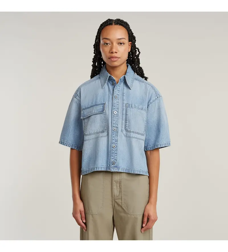 per donna D26294-D539-G342 Maglietta Blue Remix (XS), Casual, Cotone, Denim, Manica corta Blu