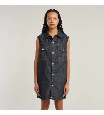 per donna D26352-D301-001 Abito blu oversize (M), Casual, Denim, Senza maniche / cinghie, Cotone biologico, Sostenibile