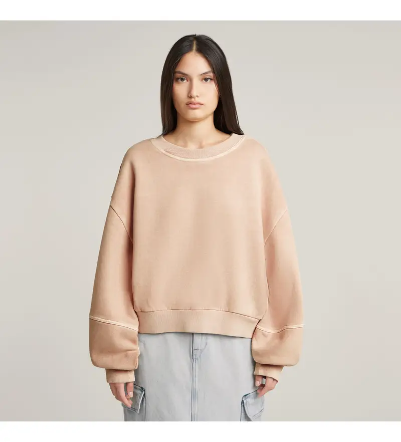 per donna D26361-D993-B600 Felpa oversize beige tinta unita (XS), Casual, Cotone biologico, Sostenibile