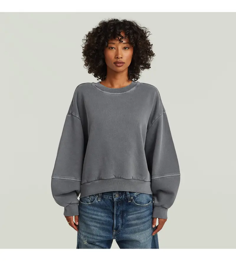 G-star Felpa oversize grigia in cotone per donna