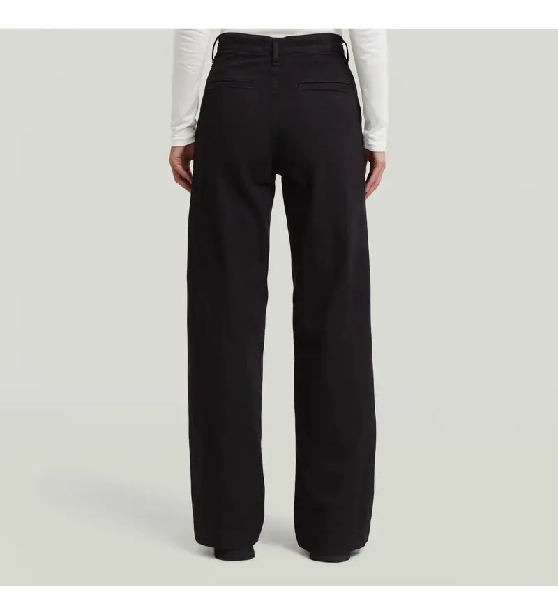 per donna D26432-E020-B564 Pantaloni chino larghi alti Deck 2 0, neri (32/32), Nero, Casual, Cotone