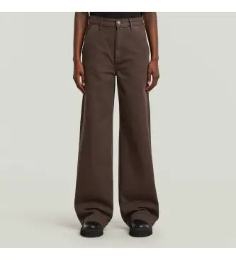 per donna D26432-E078-H178 Jeans chino larghi alti Deck 2 0 marroni (28/30), Marrone, Casual, Cotone