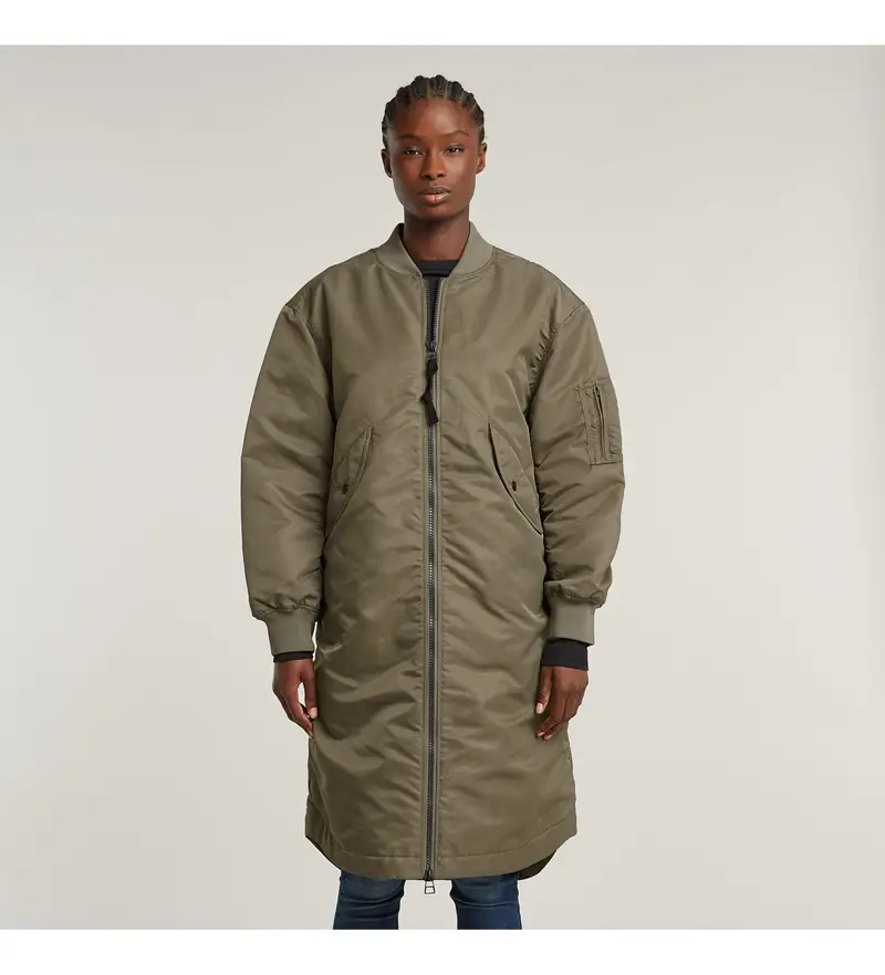 per donna D26492-C143-273 Giacca bomber lunga decostruita color talpa (L), Casual, Poliamide, Taupe, Sostenibile