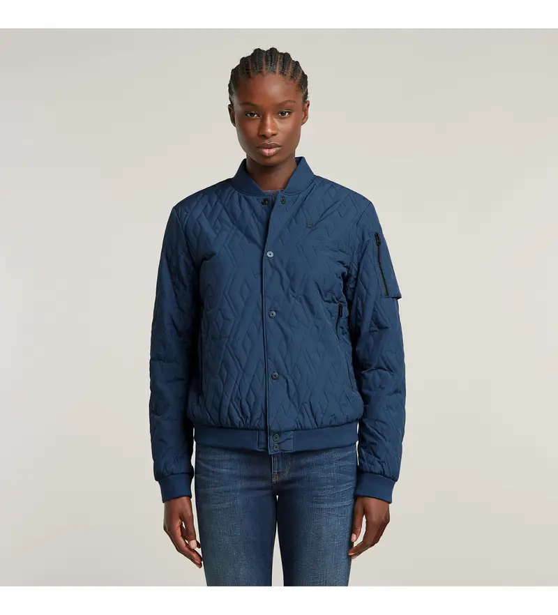 per donna D26505-D712-1023 Giubbotto bomber trapuntato blu scuro (XXS), Casual, Polister riciclato, Sostenibile, Navy
