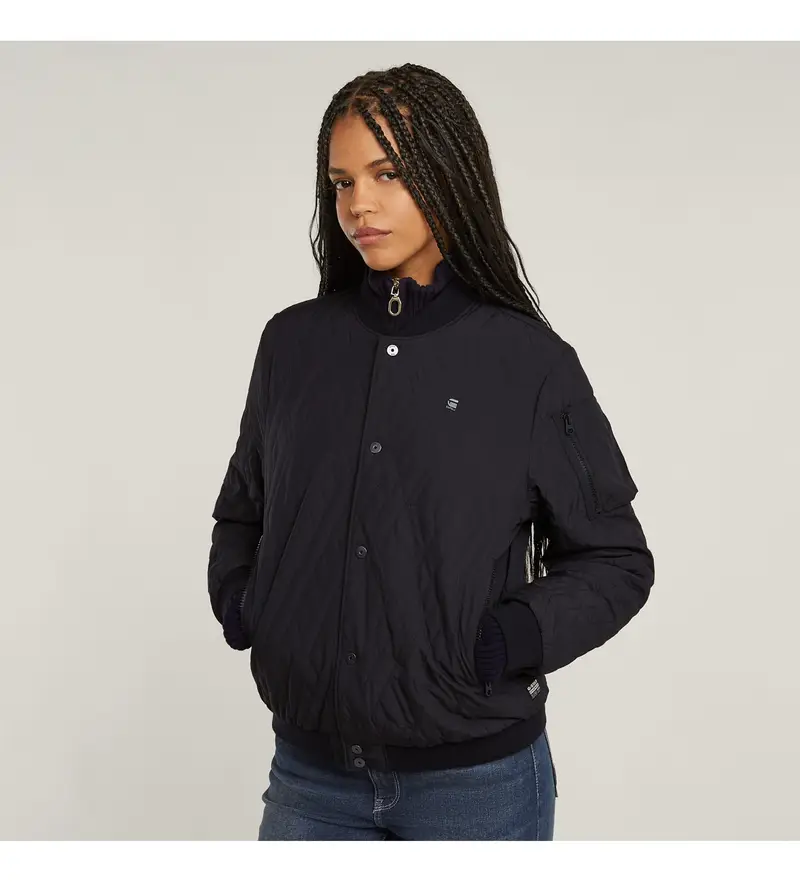 per donna D26505-D712-6484 Giubbotto bomber trapuntato nero (XXS), Casual, Polister riciclato, Sostenibile