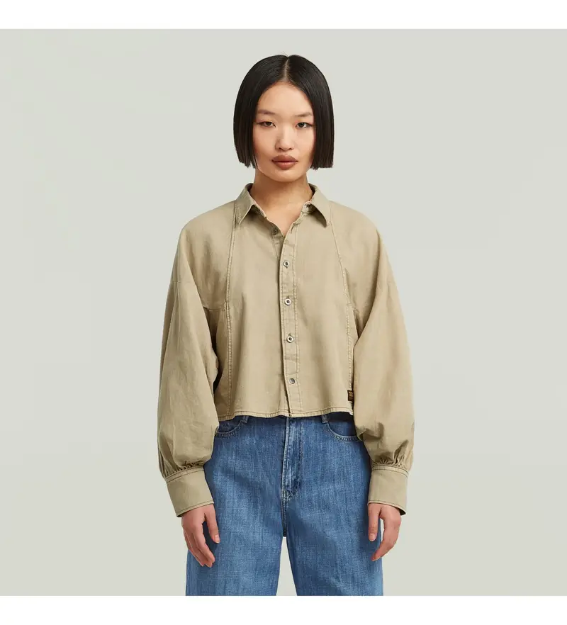 per donna D26579-D454-D848 Camicia beige Macro Balloon (M), Casual, Cotone, Manica lunga