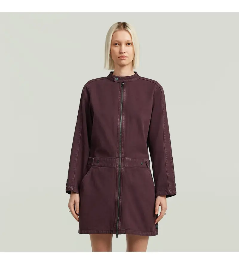 per donna D27009-E078-C074 Abito da motociclista lilla (XS), Casual, Manica lunga, Sostenibile, Cotone Riciclato