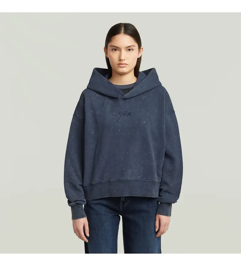 per donna D27726-D969-H598 Felpa a trapezio blu navy lavata (M), Casual, Cotone, Manica lunga