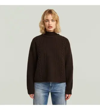 per donna D27730-D770-A926 Maglia a doppio colletto marrone (XS), Casual, Lana, Classico, Manica lunga