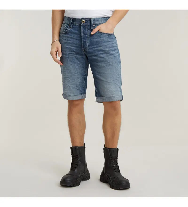 per uomo D07432-8973-071 Pantaloncini 3301 Denim Blu (24), Casual, Cotone