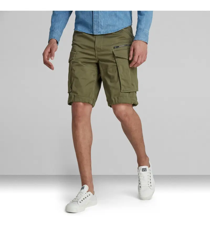 per uomo D08566-5126-724 Pantaloncini verdi rilassati con zip Rovic (36), Casual, Verde, Cotone