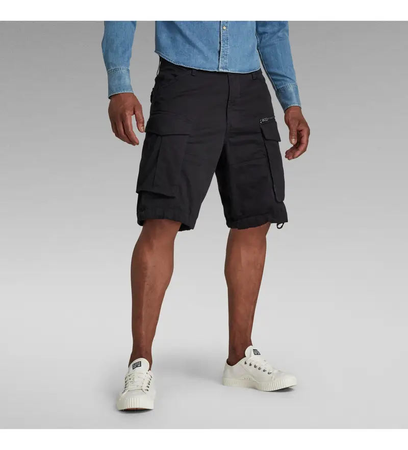 per uomo D08566-5126-990 Pantaloncini rilassati con cerniera Rovic Neri (26), Nero, Casual, Cotone