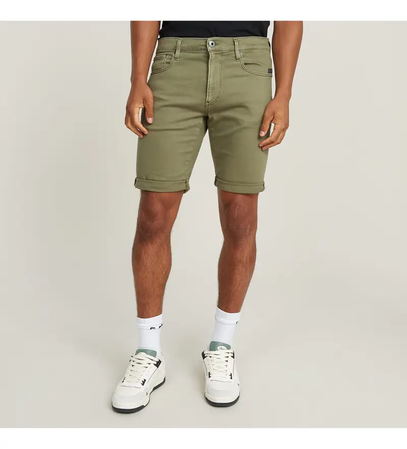 per uomo. D10481-C258-G567 Pantaloncini 3301 Slim verde (29), Casual, Cotone