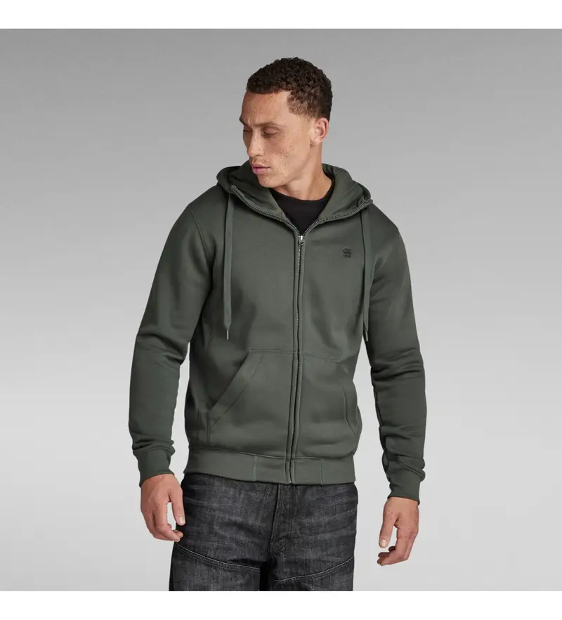 per uomo D16122-C235-996 Felpa con cappuccio grigia Premium Core con zip (XS), Casual, Grigio, Cotone, Manica lunga