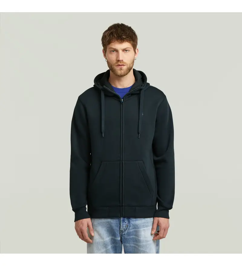 per uomo D16122-C235-C742 Felpa con cappuccio blu navy premium (S), Casual, Cotone biologico, Sostenibile