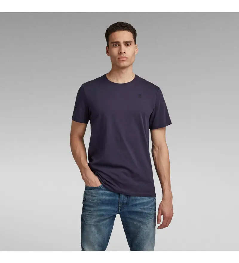 per uomo D16411-336-6067 Maglietta Navy Base-(S), Casual, Manica corta, Cotone biologico, Sostenibile