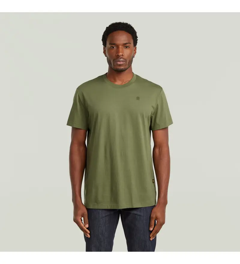 per uomo D16411-336-H871 Maglietta Base-verde (L), Casual, Cotone, Manica corta