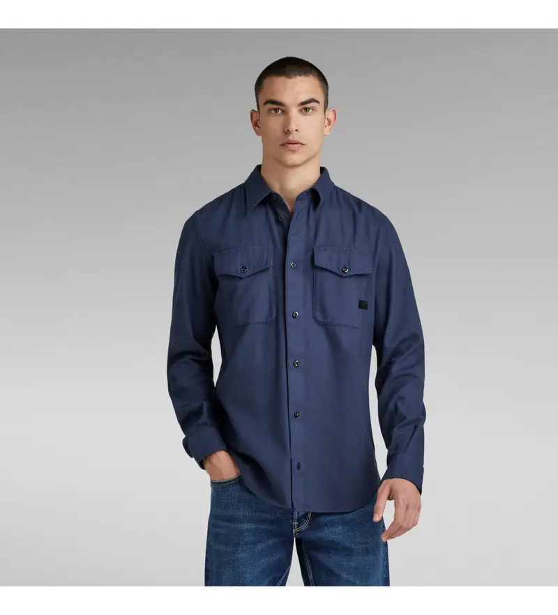 per uomo D20165-D454-B597 Camicia marina slim blu scuro (XXS), Casual, Cotone, Manica lunga, Navy