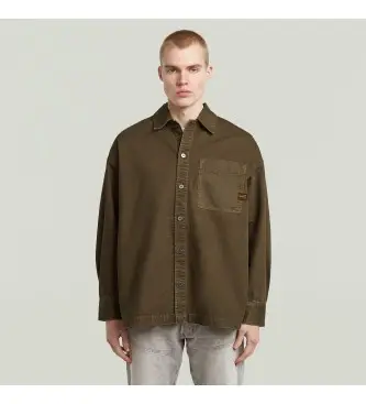 per uomo D23007-D491-H159 Camicia oversize squadrata, marrone-verde (XL), Casual, Cotone, Manica lunga
