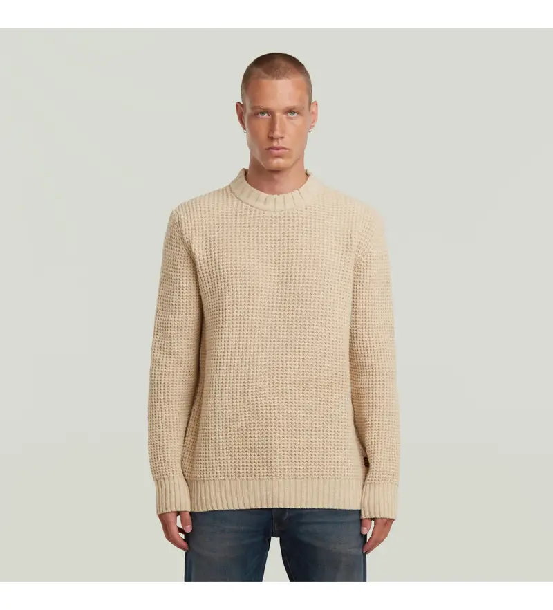 per uomo D23536-D170-1214 Maglione beige spesso (S), Casual, Lana