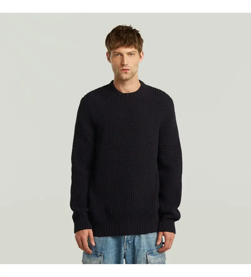 per uomo D23536-D170-6484 Maglione nero spesso (S), Casual, Lana