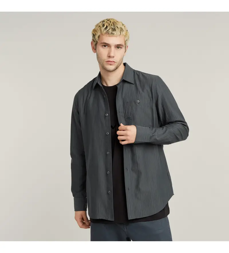 per uomo D23553-D743-G743 Camicia grigia slim Bristum 2 0 (XS), Casual, Grigio, Cotone, Manica lunga