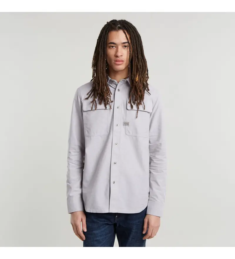 per uomo D23583-C895-C760 Camicia CPO regolare grigia (XS), Casual, Grigio, Cotone, Manica lunga