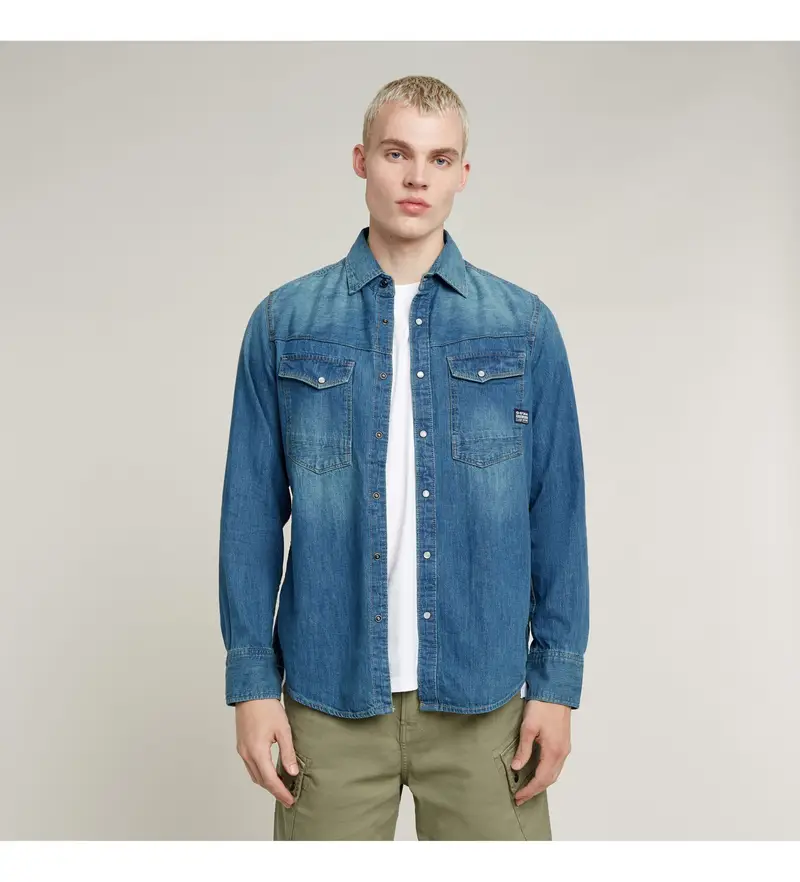 per uomo D23616-D252-D891 Camicia Dakota Slim Blue (XS), Casual, Cotone, Manica lunga Blu