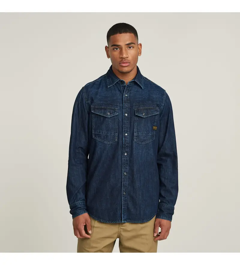 G-star Camicia Uomo Dakota Slim Blu in Cotone