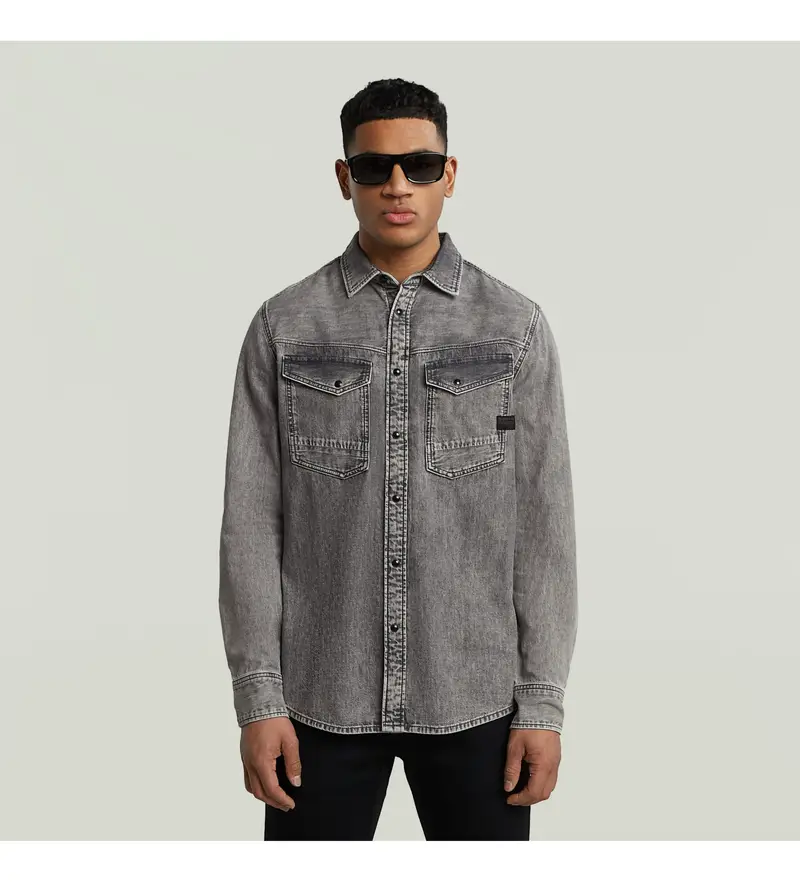 per uomo D23616-D540-H162 Camicia grigia Dakota Slim (XS), Casual, Grigio, Cotone, Manica lunga