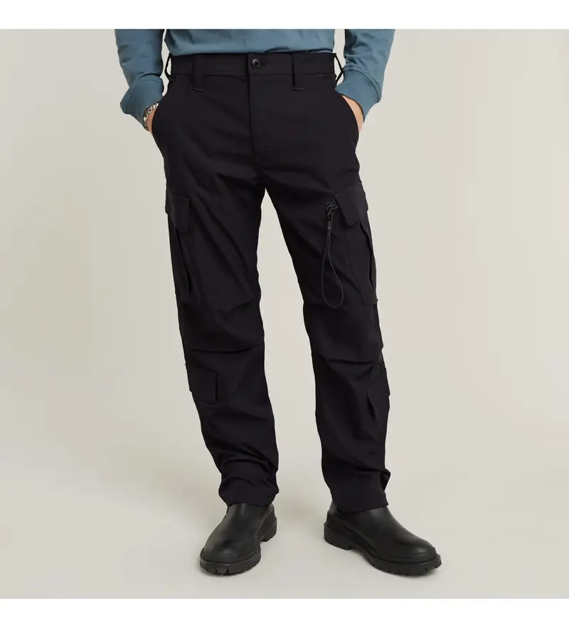 per uomo D23677-D517-6484 Pantaloni da allenamento cargo regolari P-3 neri (27), Nero, Casual, Polister riciclato, Sostenibile