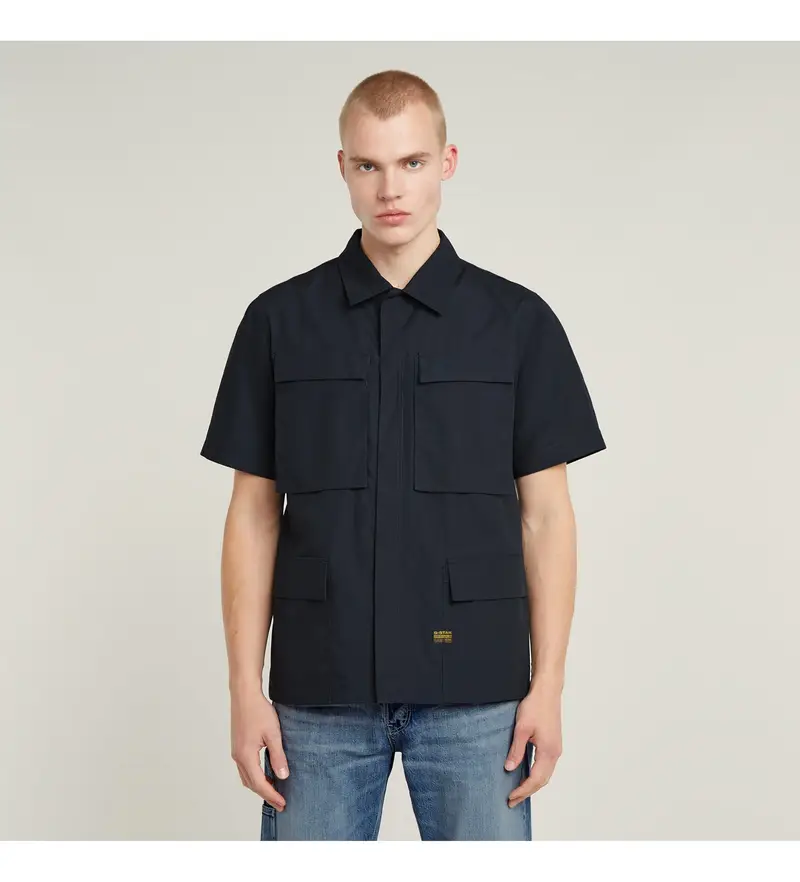 per uomo D24290-C973-C742 Camicia da notte slim blu navy R-3N (XS), Casual, Cotone, Manica corta