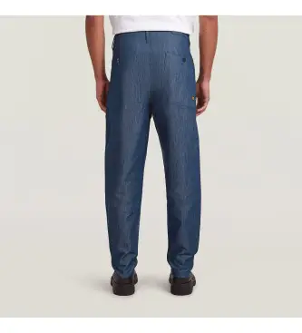 per uomo D24543-D303-001 Pantaloni Chino Blu Conici e Rilassati a Pieghe (28/30), Casual, Cotone