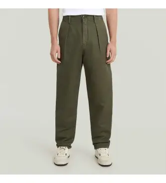 per uomo D24543-D752-B575 Jeans affusolati rilassati in chino verde plissettato (31/34), Casual, Denim, Sostenibile, Cotone Riciclat