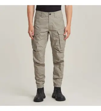 per uomo D24735-D929-G106 Pantaloni cargo grigi con risvolto affusolato regolare 3D (27/30), Casual, Grigio, Cotone