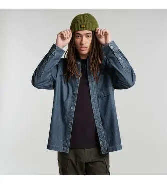 per uomo D24764-D539-G337 Camicia blu denim regolare a 1 tasca (L), Casual, Cotone, Manica lunga