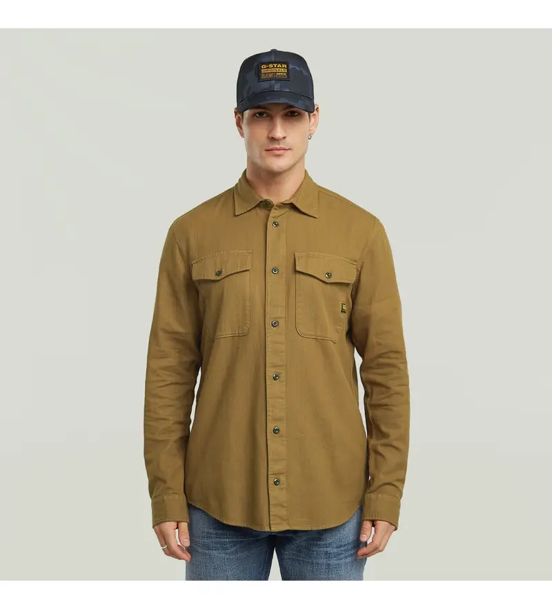 per uomo D24963-D454-B570 Camicia marrone slim in stile marino (XS), Casual, Cotone, Manica lunga, Sostenibile, Cotone Riciclato