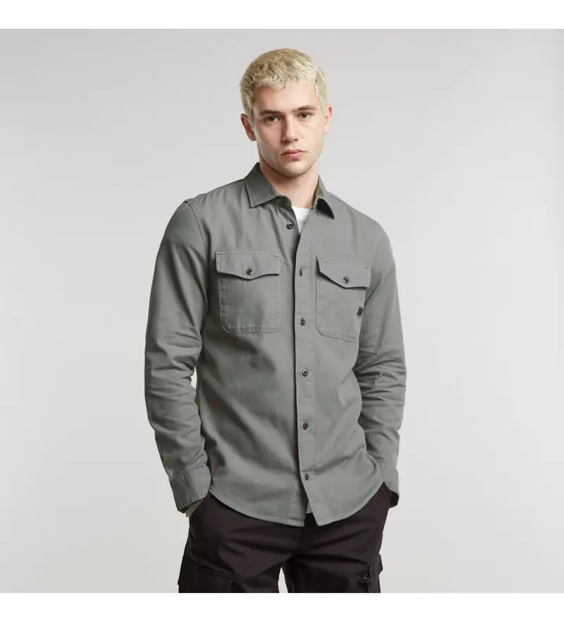 per uomo D24963-D454-G493 Camicia slim marina grigia (XS), Casual, Grigio, Cotone, Manica lunga, Sostenibile