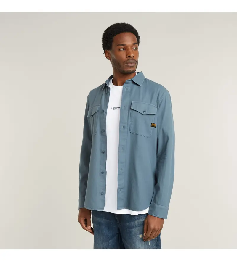 per uomo D24963-D454-G744 Camicia blu navy slim (S), Casual, Manica lunga, Cotone biologico, Sostenibile