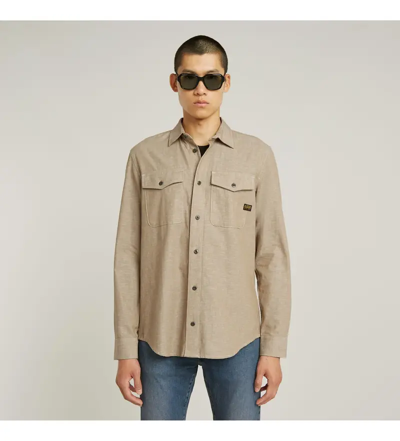 per uomo. D24963-D914-H051 Camicia Marine Slim Taupe (XS), Casual, Cotone, Manica lunga