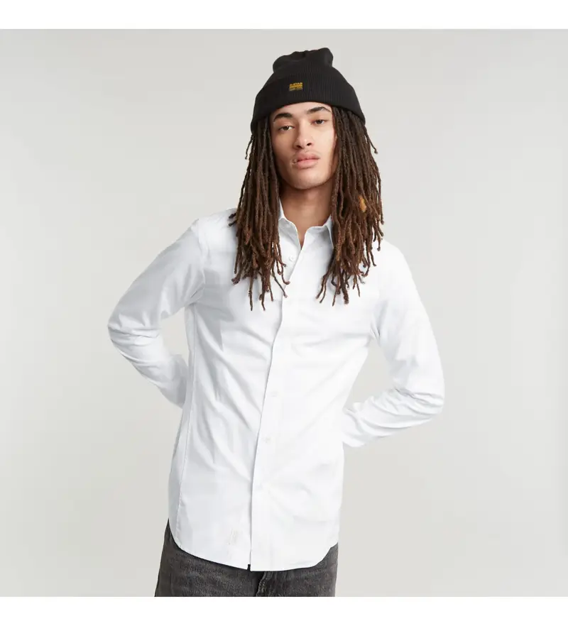 per uomo D25176-D701-110 Camicia bianca slim da uniforme (XS), Bianco, Casual, Manica lunga, Lyocell